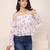 Navy blue tropical print angrakha style cotton kurta top