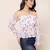 Navy blue tropical print angrakha style cotton kurta top