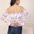 Navy blue tropical print angrakha style cotton kurta top