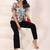 Navy blue tropical print angrakha style cotton kurta top