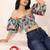 Navy blue tropical print angrakha style cotton kurta top