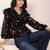 Navy blue tropical print angrakha style cotton kurta top