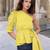 Navy blue tropical print angrakha style cotton kurta top