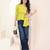 Navy blue tropical print angrakha style cotton kurta top