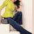 Navy blue tropical print angrakha style cotton kurta top