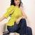 Navy blue tropical print angrakha style cotton kurta top