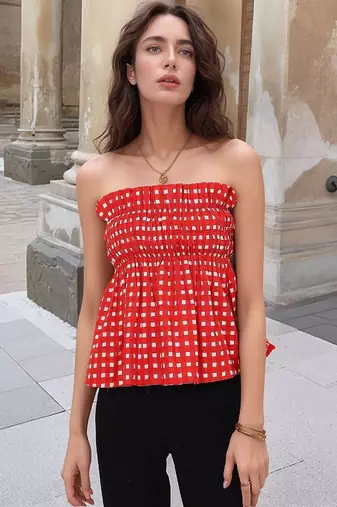 Navy blue tropical print angrakha style cotton kurta top