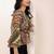Navy blue tropical print angrakha style cotton kurta top