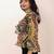 Navy blue tropical print angrakha style cotton kurta top
