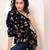 Navy blue tropical print angrakha style cotton kurta top