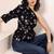 Navy blue tropical print angrakha style cotton kurta top