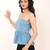 Navy blue tropical print angrakha style cotton kurta top