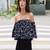 Navy blue tropical print angrakha style cotton kurta top