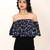 Navy blue tropical print angrakha style cotton kurta top