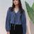 Navy blue tropical print angrakha style cotton kurta top