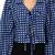 Navy blue tropical print angrakha style cotton kurta top