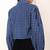 Navy blue tropical print angrakha style cotton kurta top