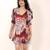 Navy blue tropical print angrakha style cotton kurta top