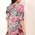 Navy blue tropical print angrakha style cotton kurta top