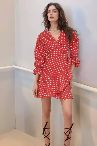 Navy blue tropical print angrakha style cotton kurta top