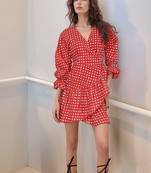 Navy blue tropical print angrakha style cotton kurta top