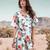Navy blue tropical print angrakha style cotton kurta top