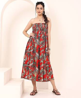 Navy blue tropical print angrakha style cotton kurta top 2