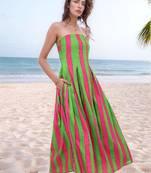 Navy blue tropical print angrakha style cotton kurta top