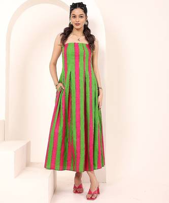 Navy blue tropical print angrakha style cotton kurta top 2