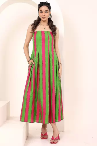 Navy blue tropical print angrakha style cotton kurta top