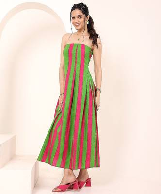 Navy blue tropical print angrakha style cotton kurta top 4