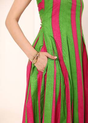 Navy blue tropical print angrakha style cotton kurta top 5
