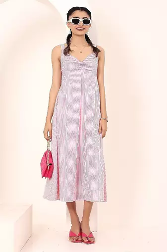 Navy blue tropical print angrakha style cotton kurta top