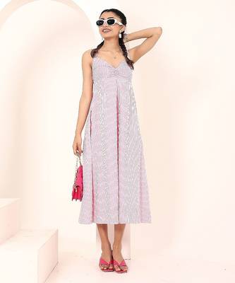 Navy blue tropical print angrakha style cotton kurta top 5
