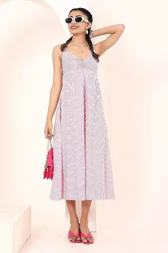 Navy blue tropical print angrakha style cotton kurta top