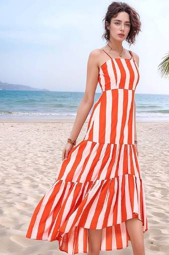 Navy blue tropical print angrakha style cotton kurta top