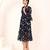 Navy blue tropical print angrakha style cotton kurta top