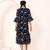 Navy blue tropical print angrakha style cotton kurta top