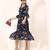 Navy blue tropical print angrakha style cotton kurta top