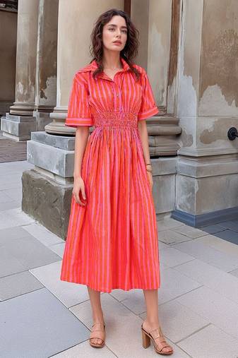 Navy blue tropical print angrakha style cotton kurta top