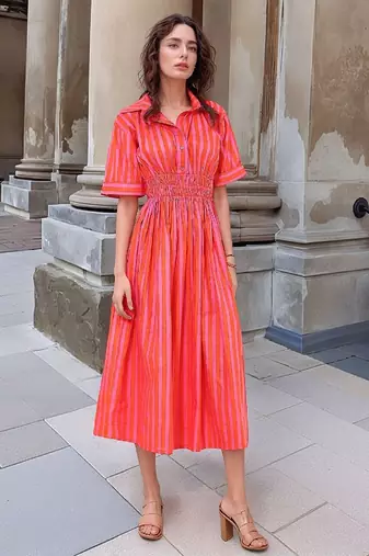 Navy blue tropical print angrakha style cotton kurta top