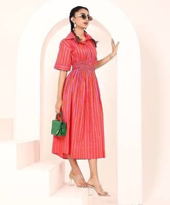 Navy blue tropical print angrakha style cotton kurta top 2
