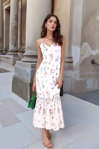 Navy blue tropical print angrakha style cotton kurta top