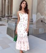 Navy blue tropical print angrakha style cotton kurta top