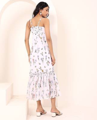 Navy blue tropical print angrakha style cotton kurta top 4