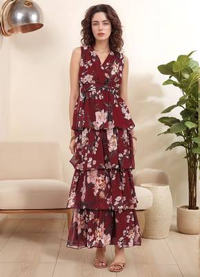 Navy blue tropical print angrakha style cotton kurta top 1