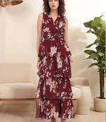 Navy blue tropical print angrakha style cotton kurta top