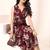 Navy blue tropical print angrakha style cotton kurta top