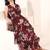 Navy blue tropical print angrakha style cotton kurta top