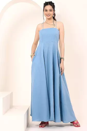 navy blue cotton kurta top with tropical print design